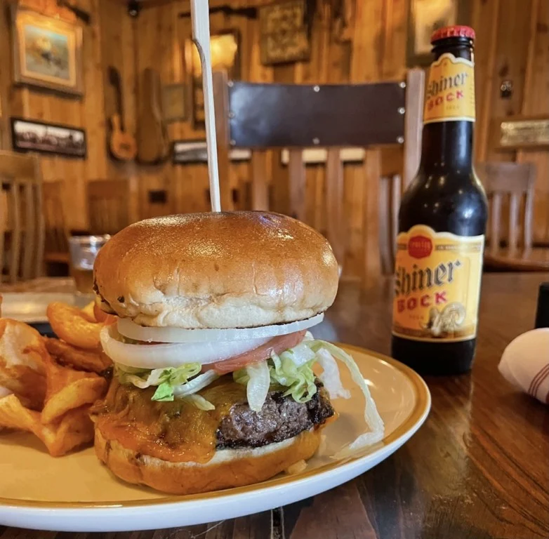 beer, burger and fries