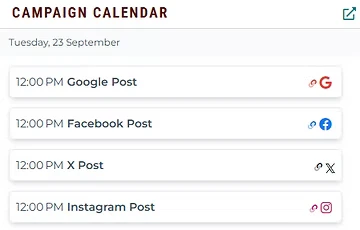 campaign calendar of social media posts