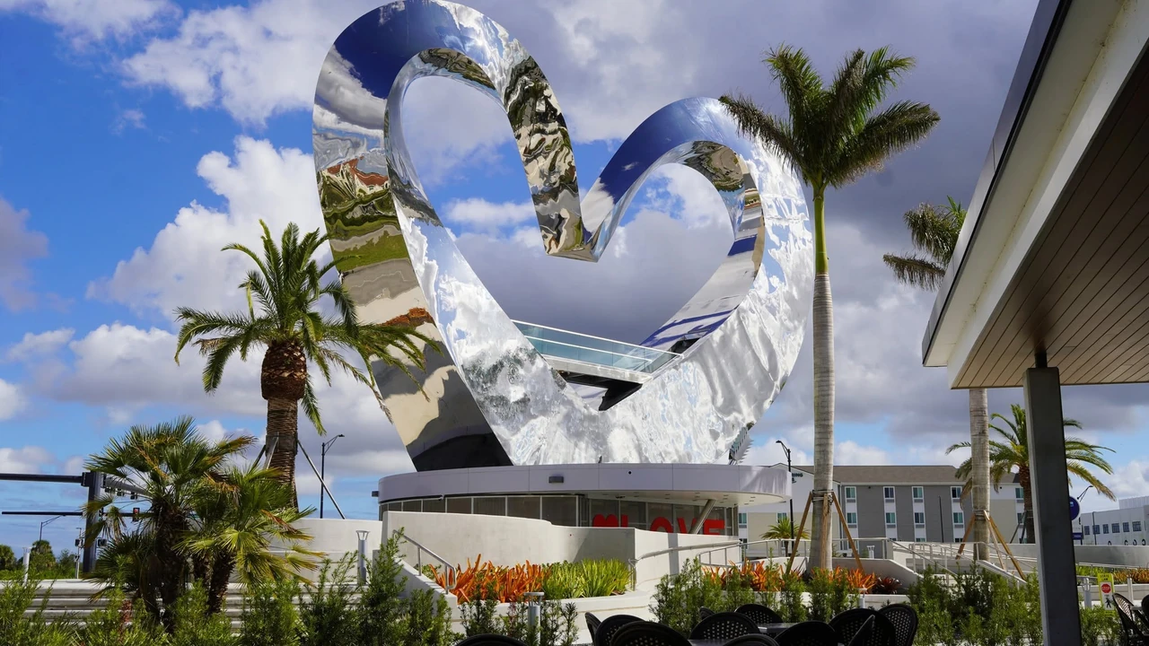 The Heart in the Park sculpture beside Amore