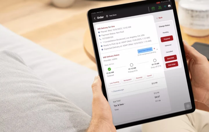 Tablet displaying a delivery order management interface