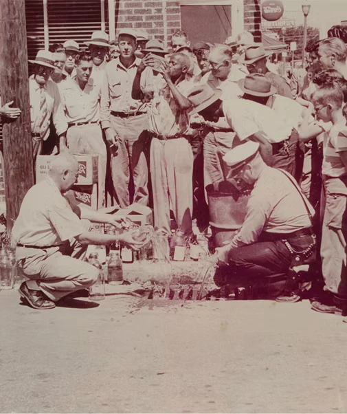 Historic photograph of early distilling near Kings Mountain at Southern Artisan Spirits