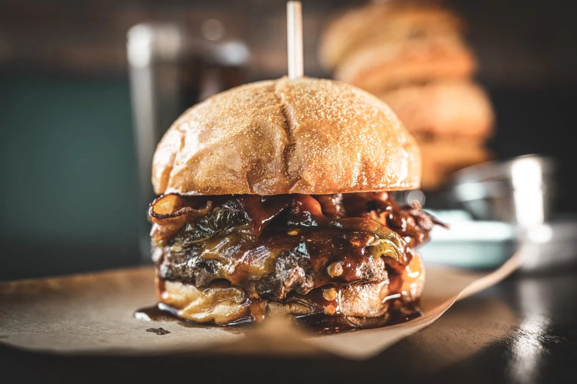 hamburger with toppings from the grind burger bar