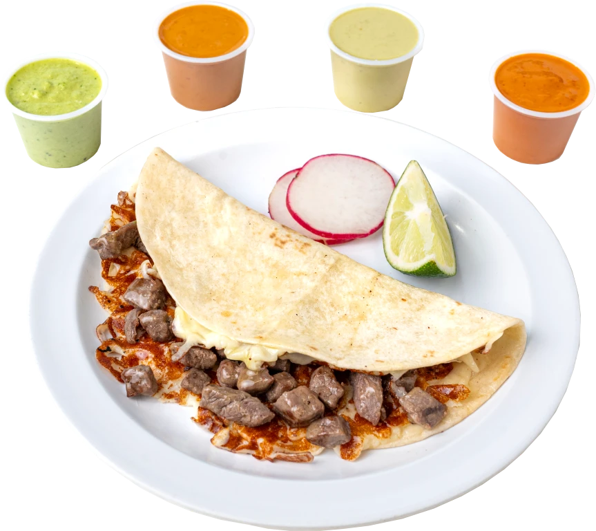 Gringa de Cecina with sauces