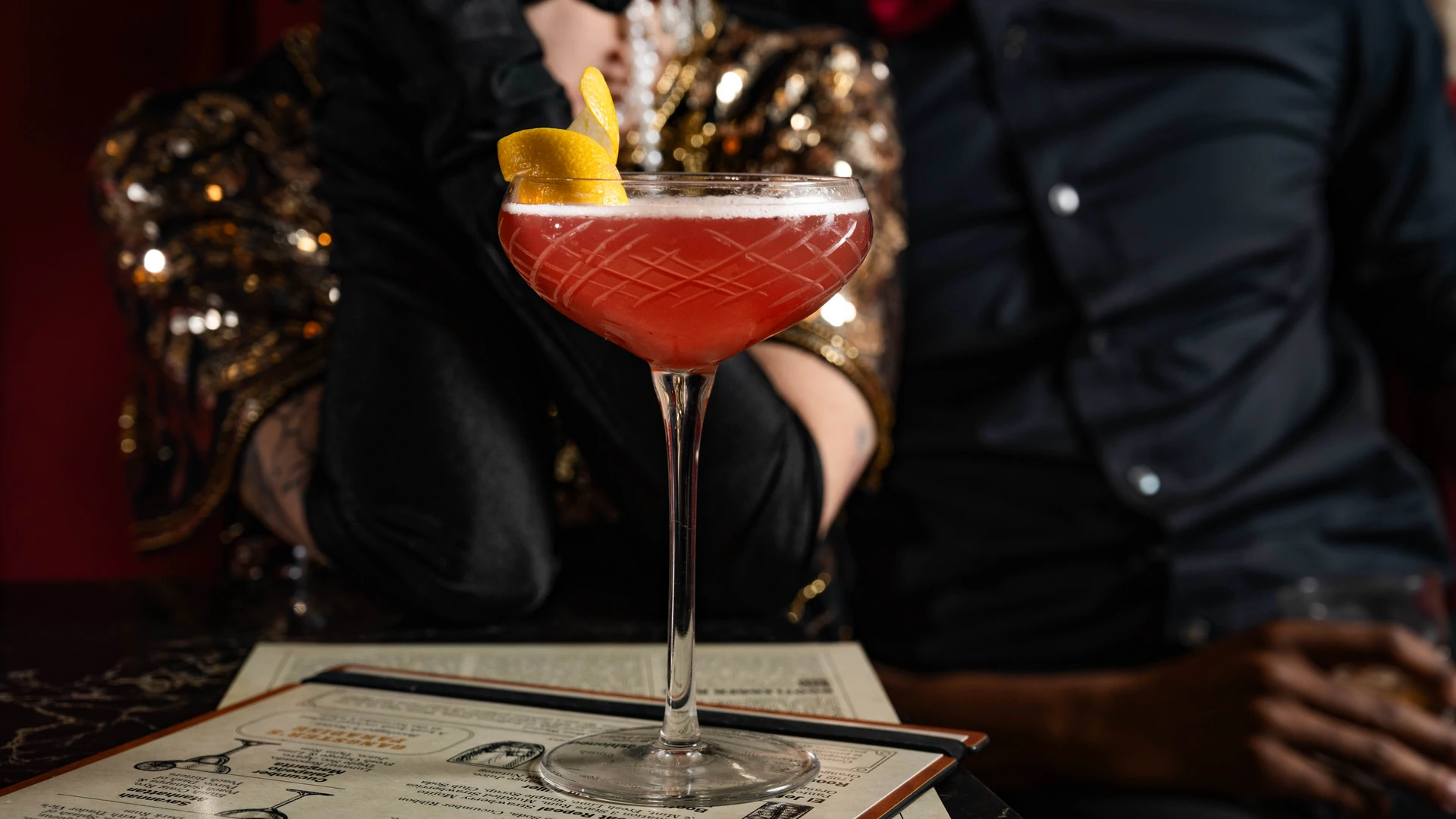Craft cocktail on the bar at The Bootlegger Speakeasy in Savannah, GA