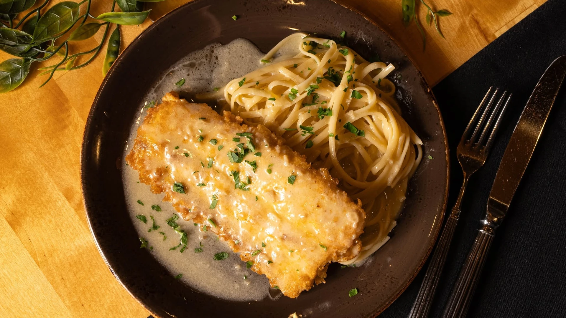 Baked pasta in a skillet