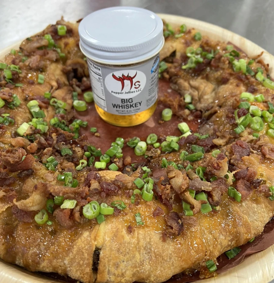 Crawfish Boudin Pepper Jelly King Cake