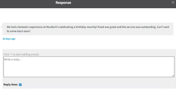 Response window to reviews