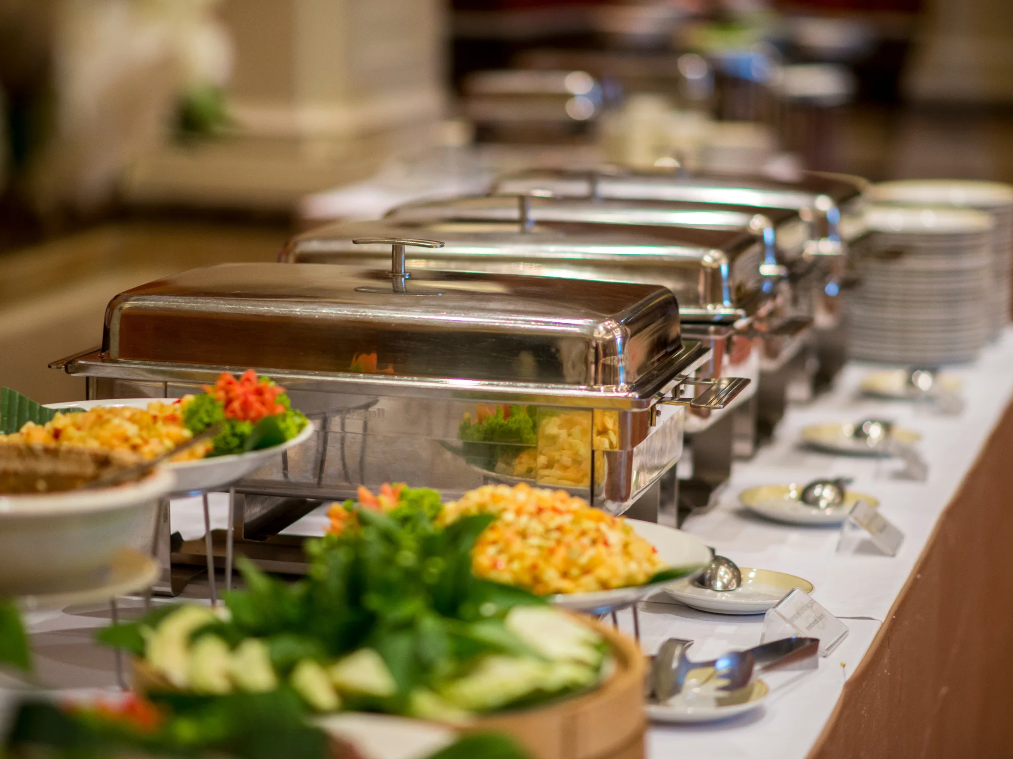 Table with catering trays
