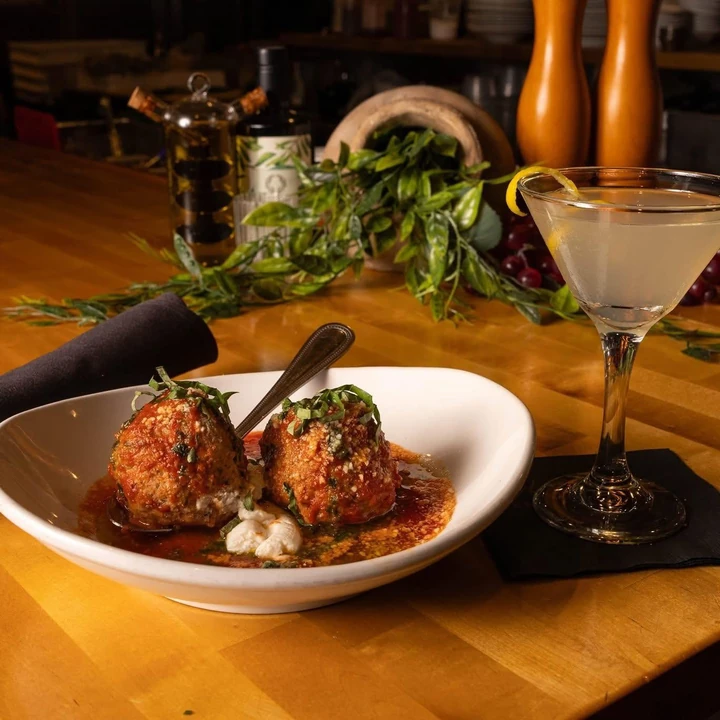 Signature meatballs with a martini