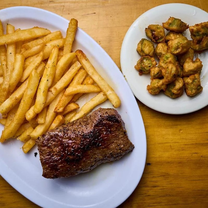 meal and sides from breck's steakhouse