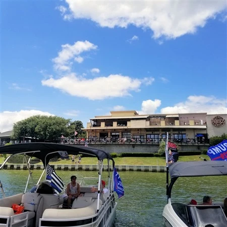 Boats docked near Primo's Tex Mex Grille waterfront patio