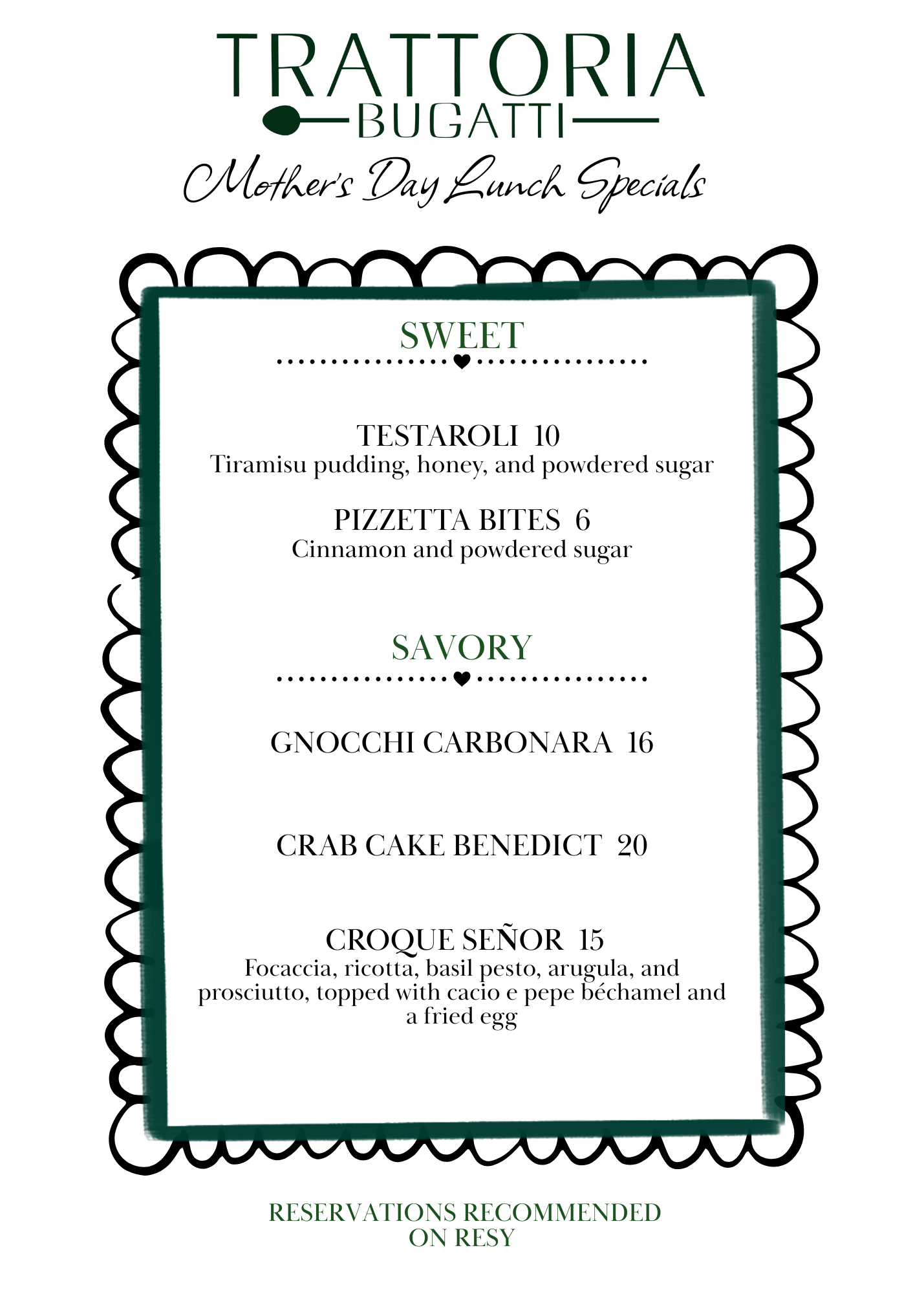Mother's day lunch specials