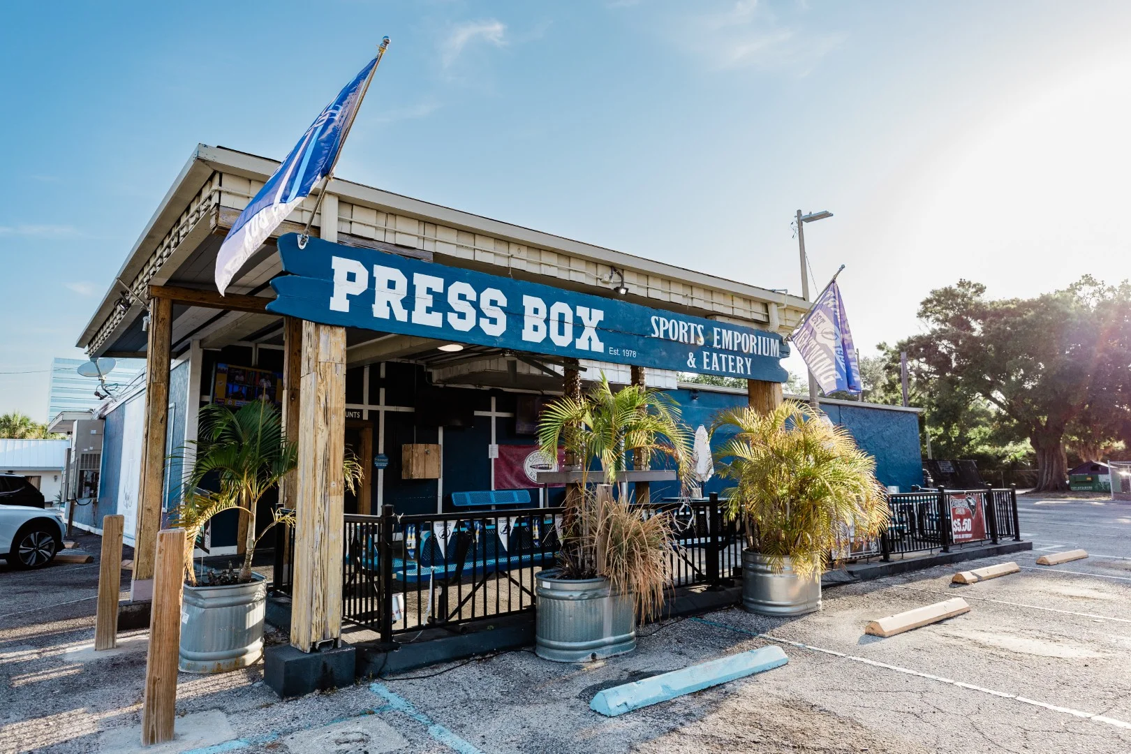 Outside view of the building of Press Box Sports