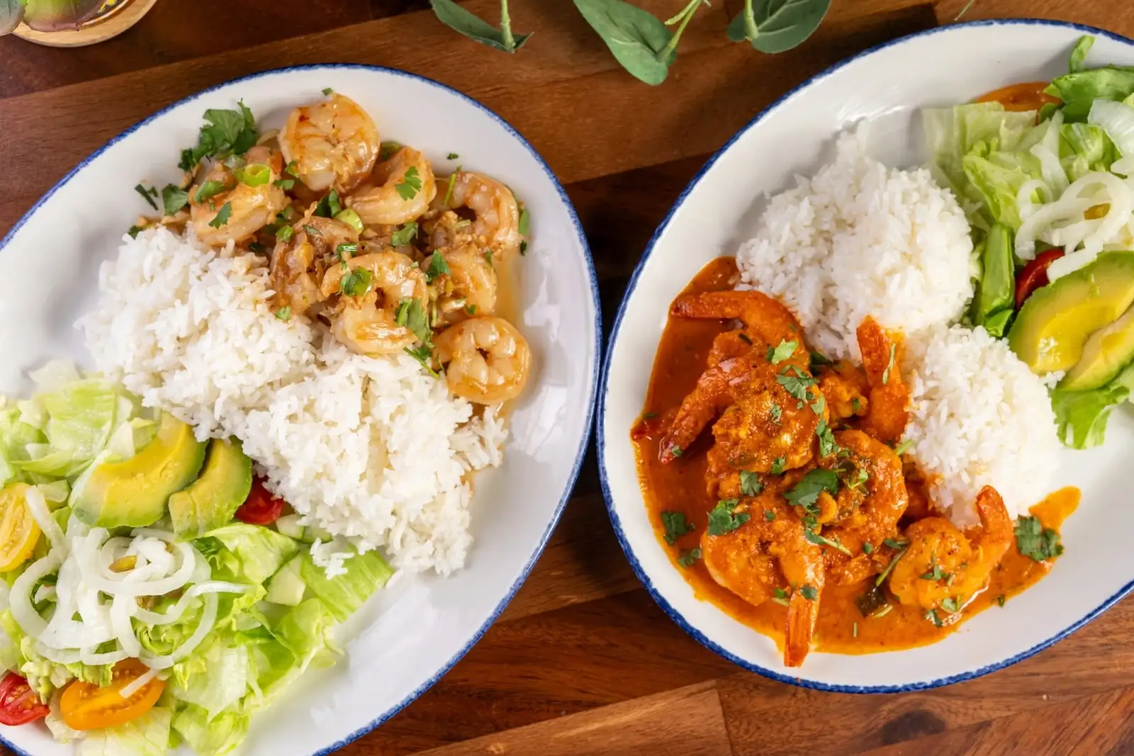 Shrimp plates with rice