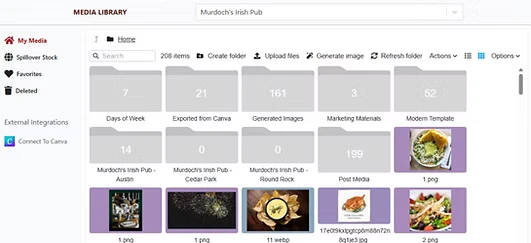 Media Library dashboard showing organized assets and folders
