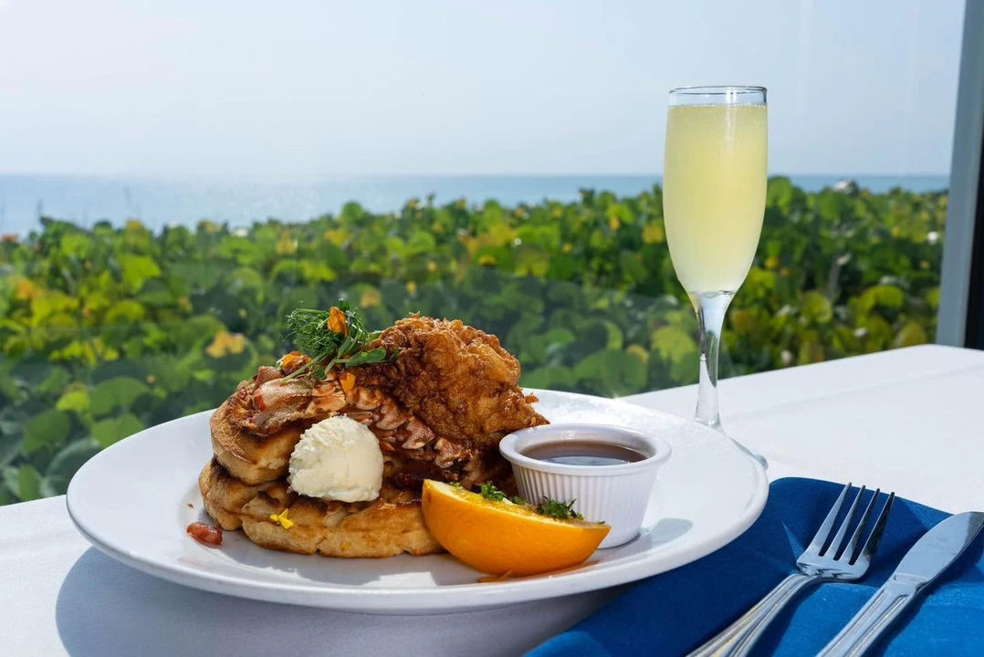 Brunch french toast with a mimosa