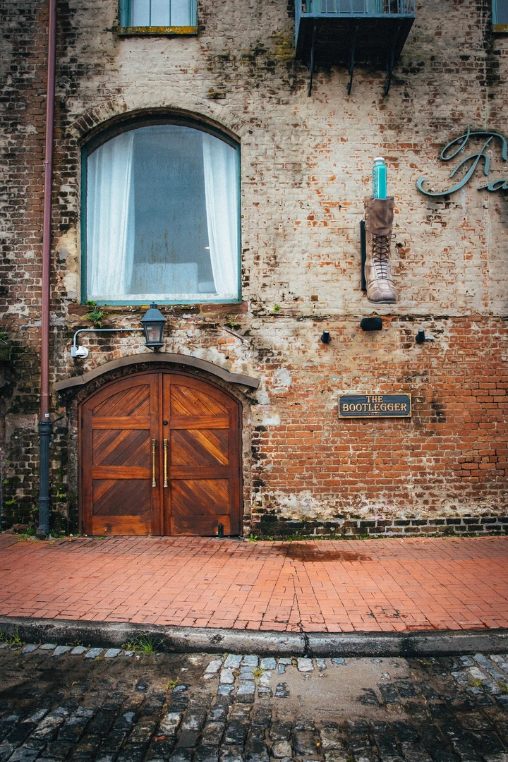 Entrance to The Bootlegger Speakeasy on River Street in Savannah, GA