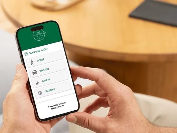 Mobile phone showing online food ordering options