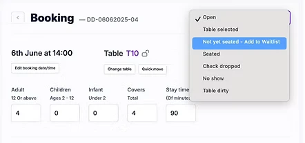 Booking details card interface