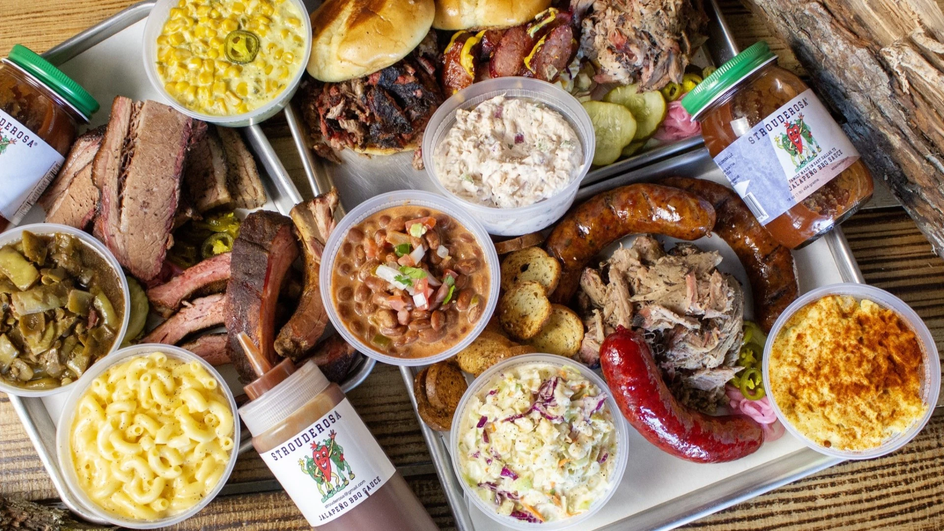An assortment of bbq dishes from Strouderosa BBQ