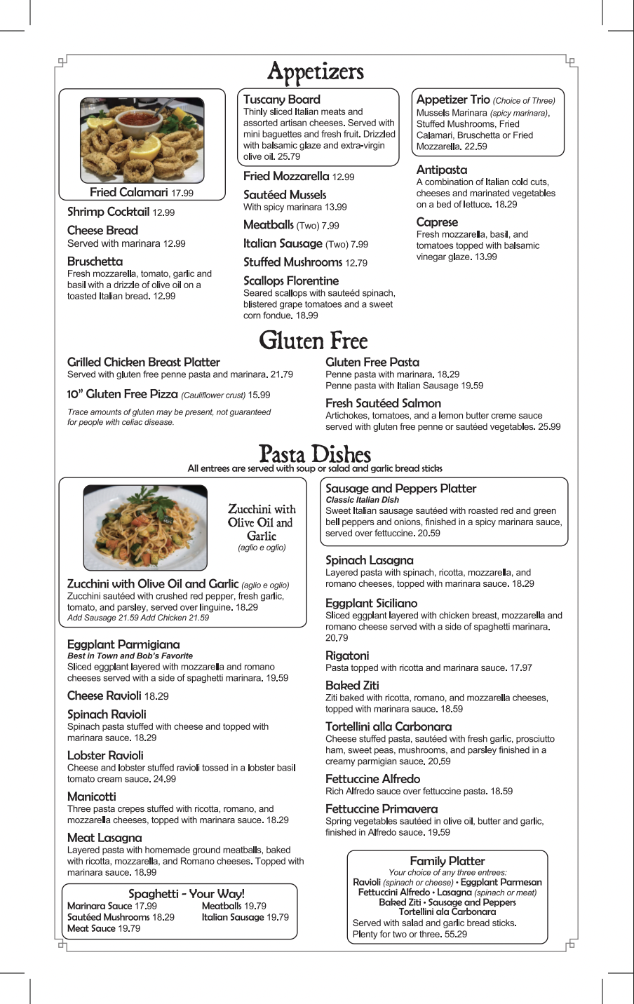 Dinner Menu Page 1