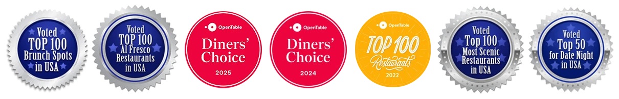 Kyle G's Prime awards: Top 100 Brunch Spots, Top 100 Al Fresco Restaurants, OpenTable Diners' Choice 2025 and 2024, OpenTable Top 100 Restaurants 2022, Top 100 Most Scenic Restaurants, Top 50 for Date Night