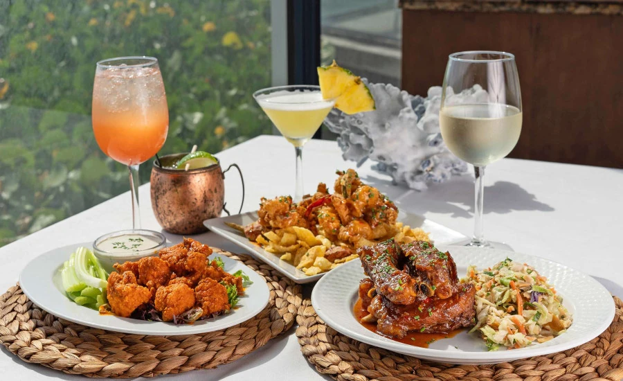 Happy hour cocktails and appetizers