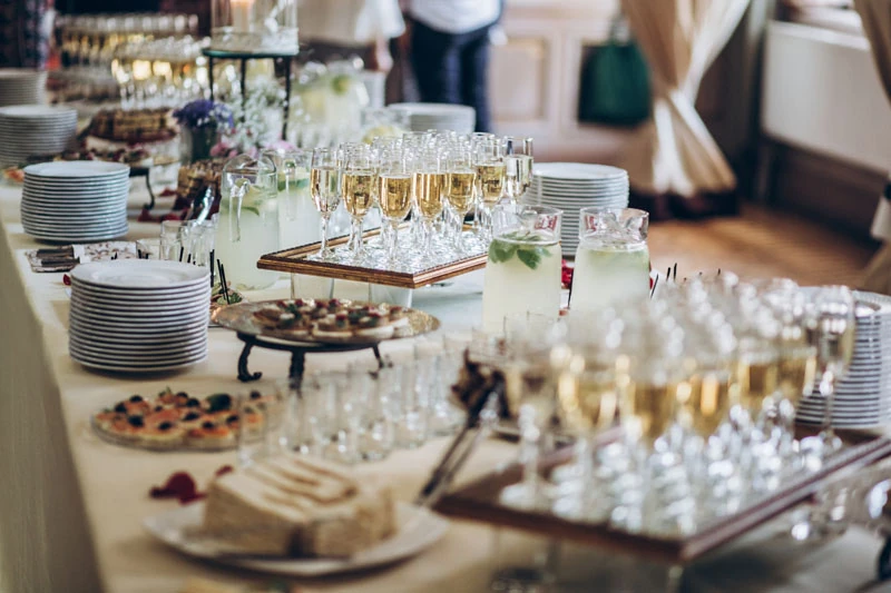 A catering station at a bridal shower