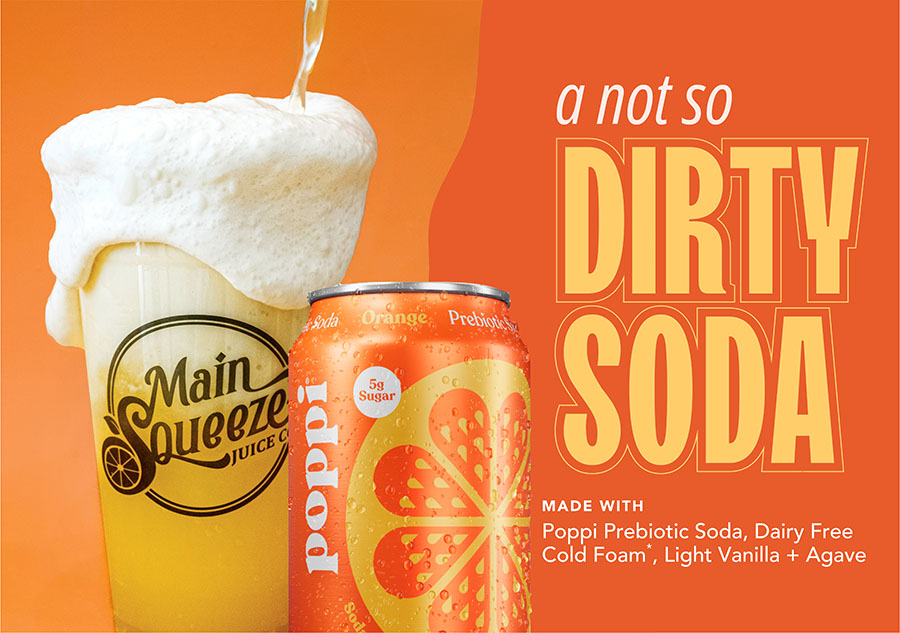 A flyer advert for a Not so Dirty Soda made with Poppi