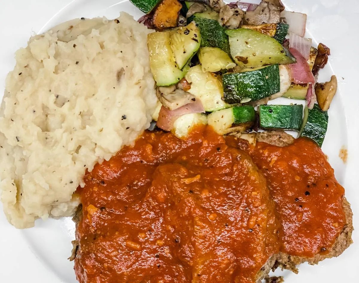Plowman's Restaurant meatloaf small plate with mashed potatoes