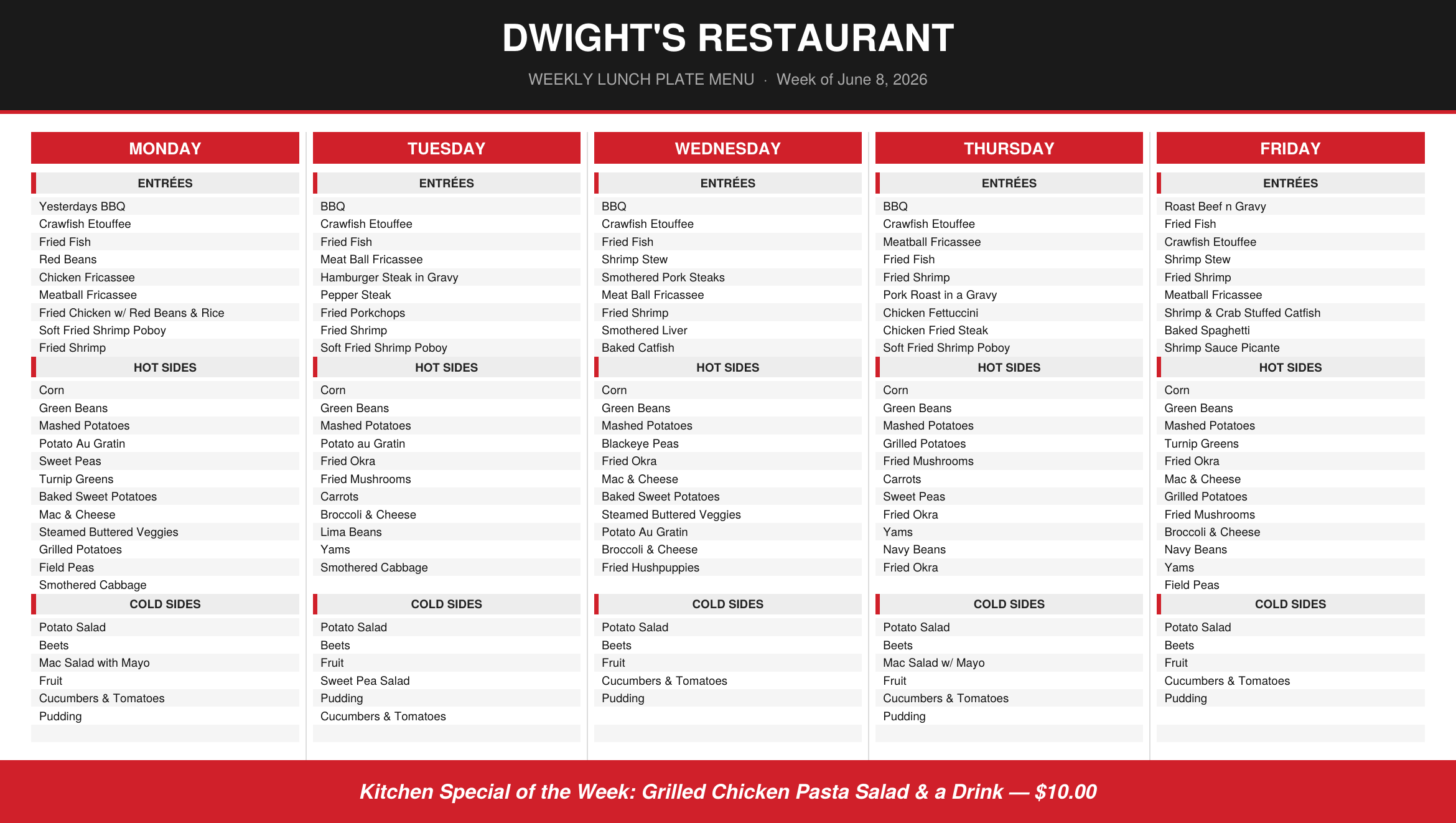 Weekly Menu