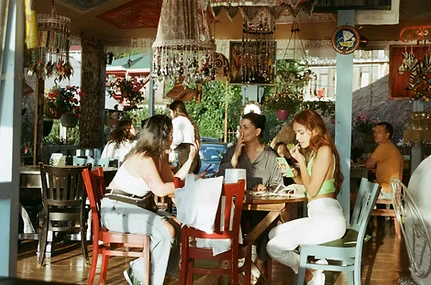 Guests dining inside a restaurant