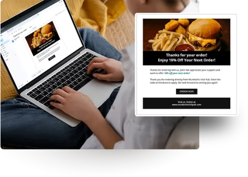 Email marketing campaign preview on a laptop screen