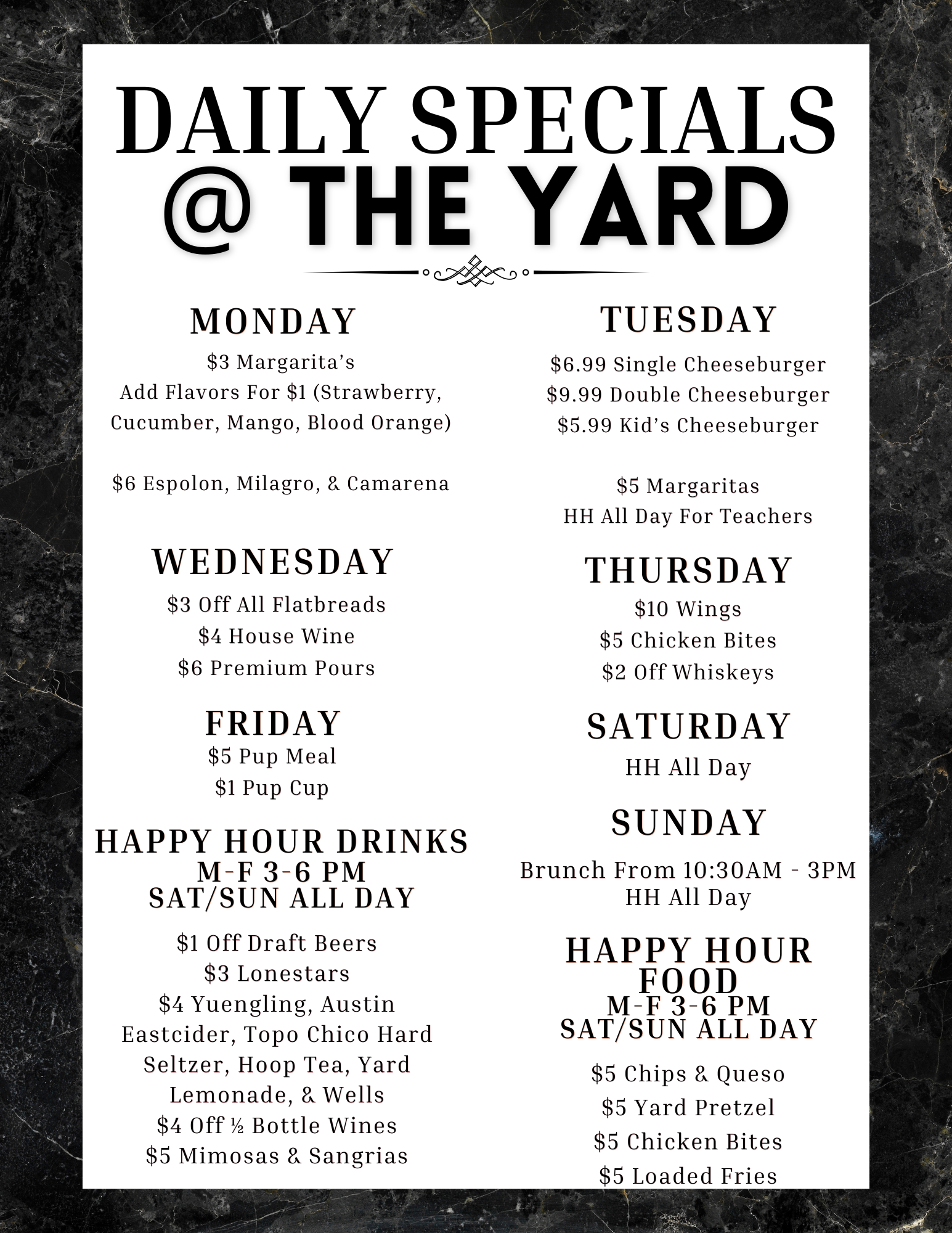 daily specials