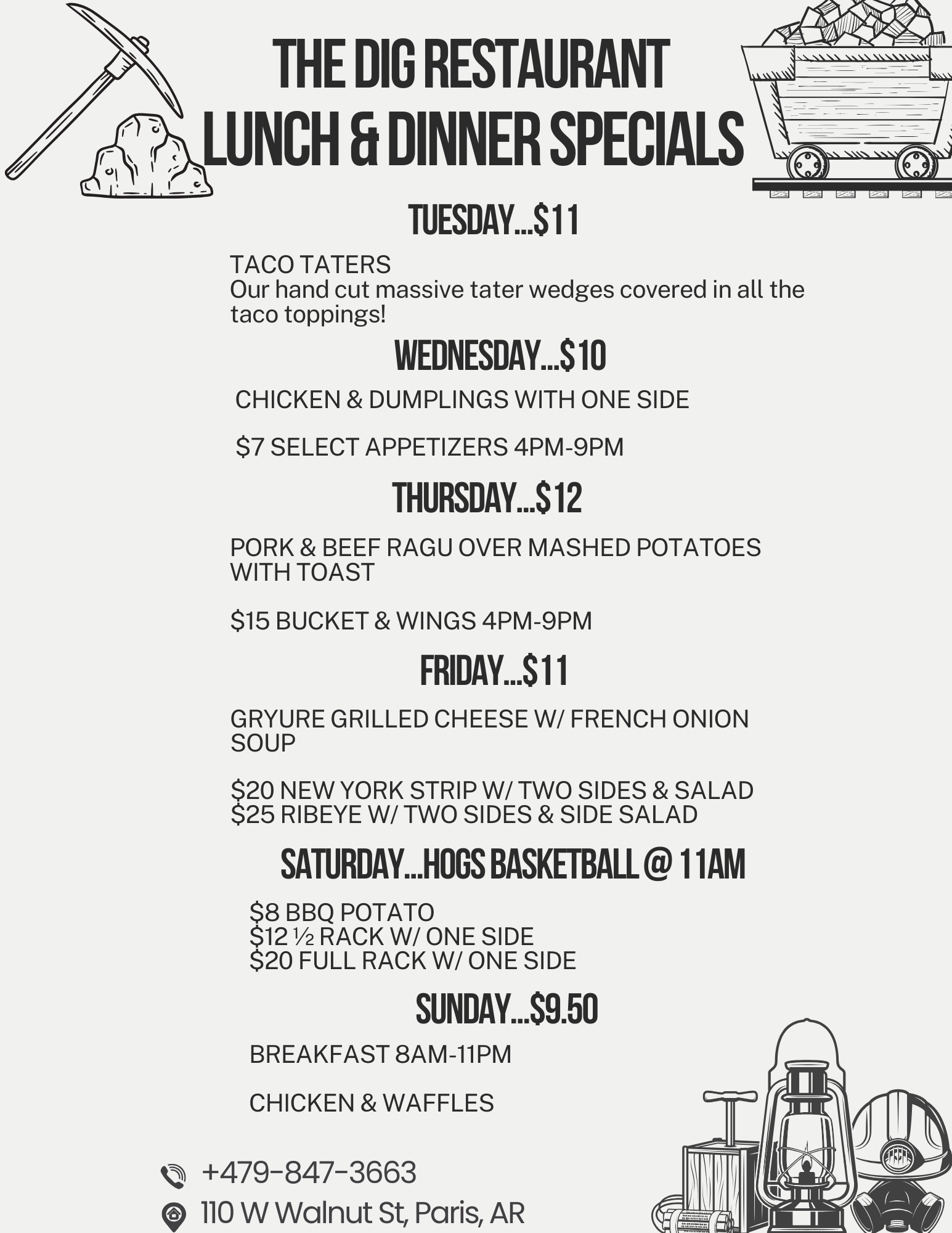 Weekly Specials Menu