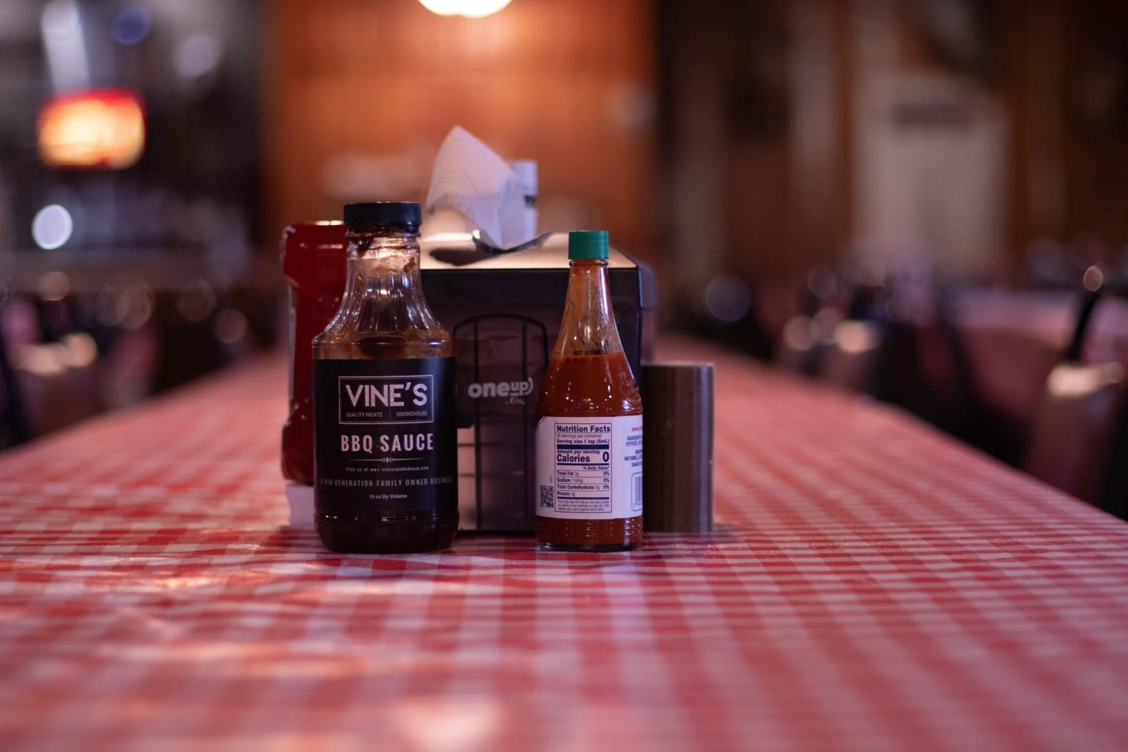 Vine's sauce on a table