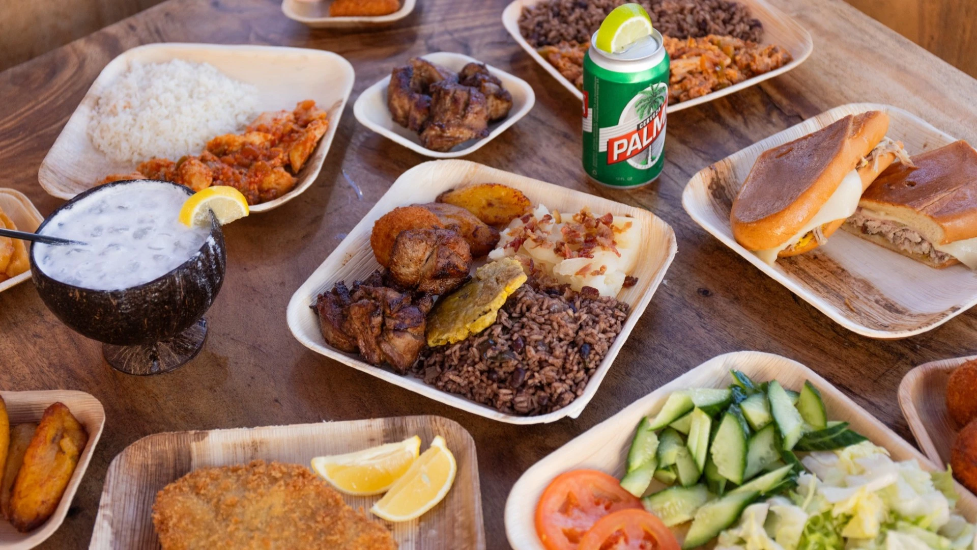 A spread of Cuban dishes from The Cuban