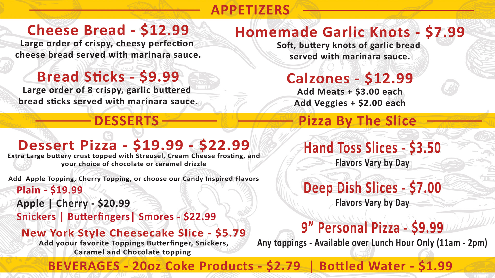 Sioux Falls Pizza - Sioux Falls Best Pizza - Appetizers - Desserts - Garlic Knots - Calzones
