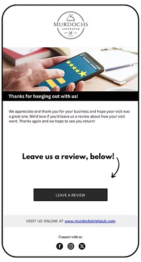Tablet showing a review prompt