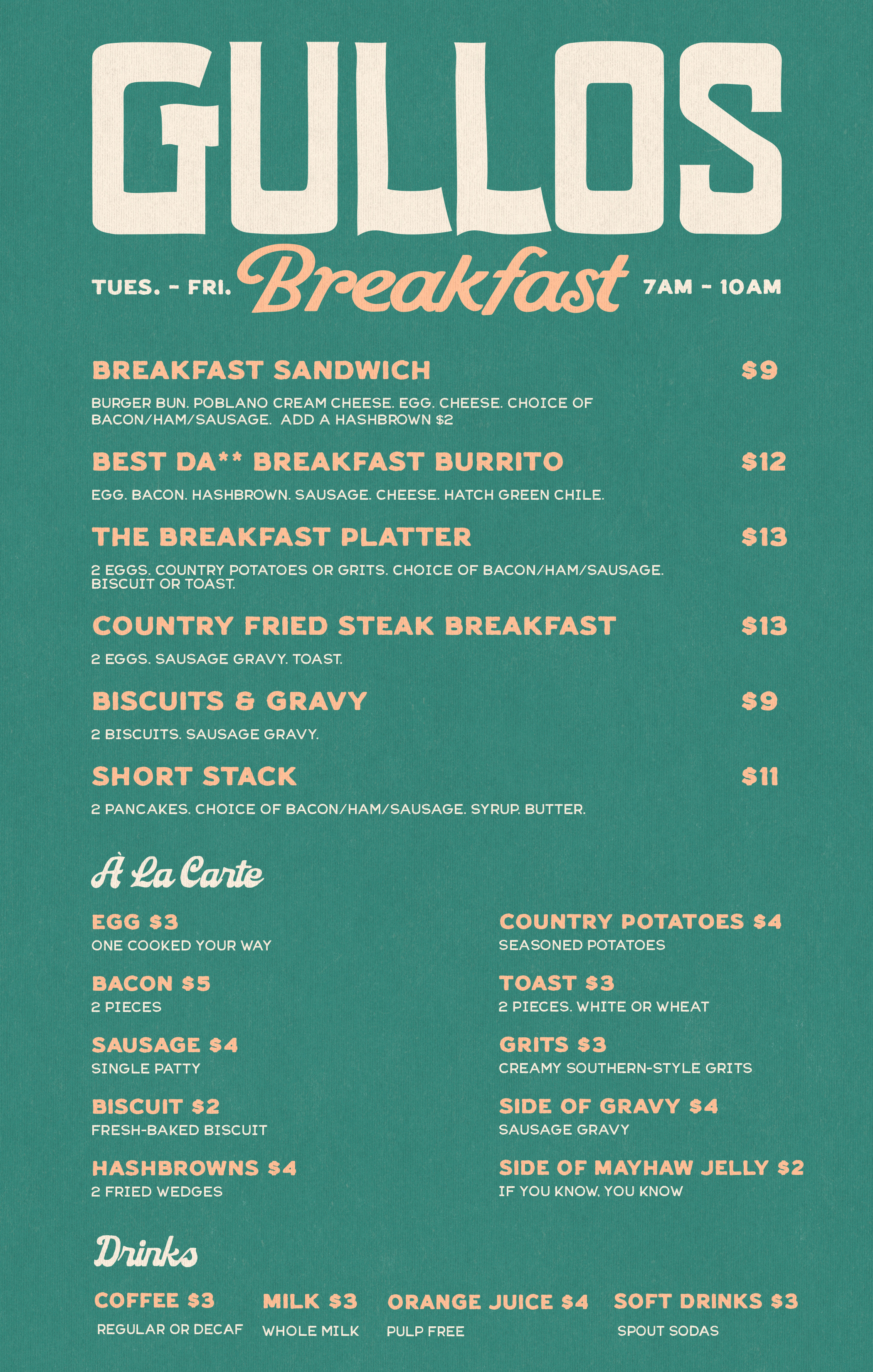 breakfast menu