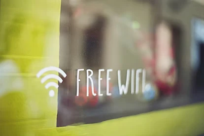 Free WiFi sign on a window